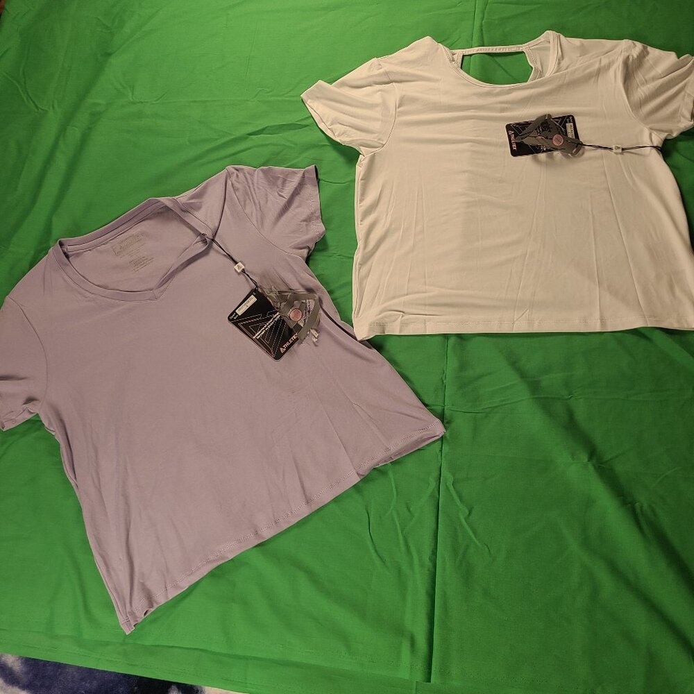 Performance Athletex 2pcs Short Sleeve Shirts Women's S White & Light Purple New